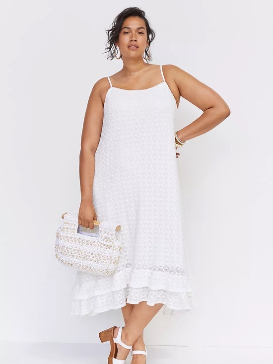 Anthropologie Dresses & Skirts - NWT Anthropologie Plus Ruffled Crochet Midi Dress in White - 3X